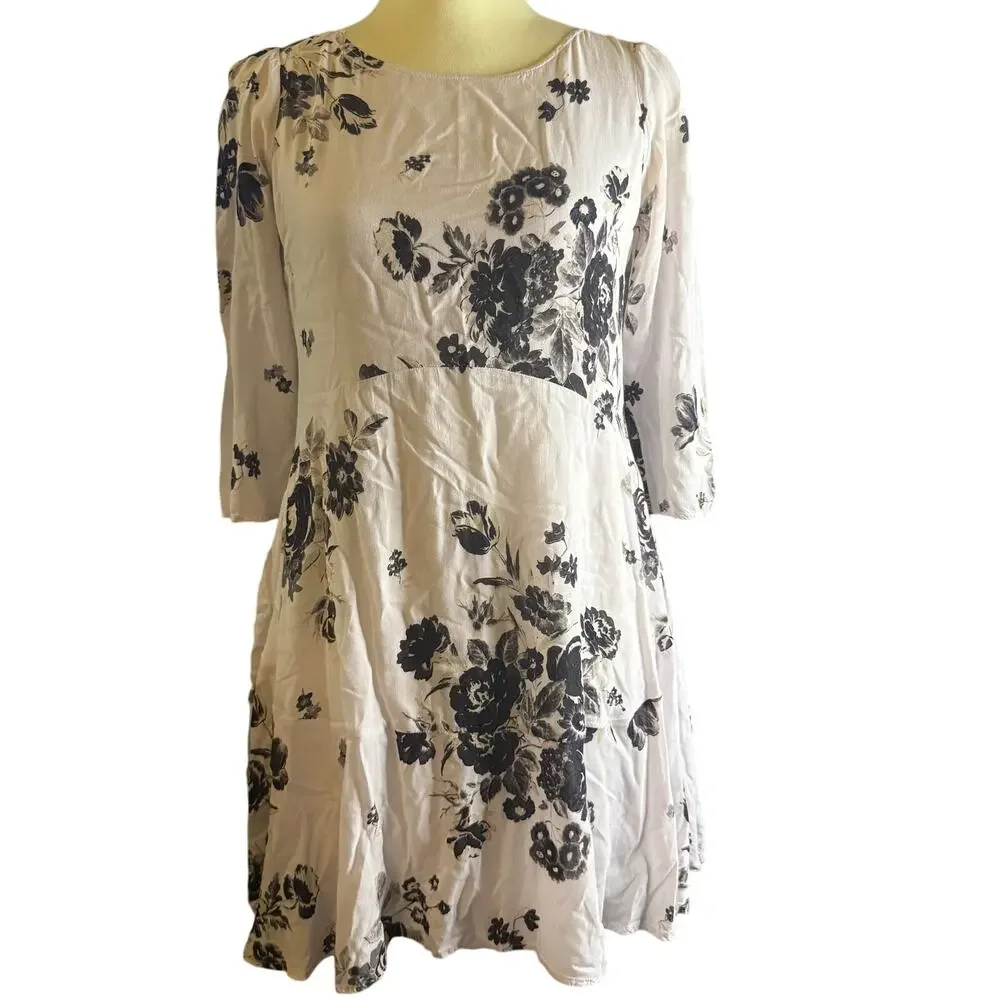 Free People Black & White Floral Back Cutout Dress, Women's Size XS